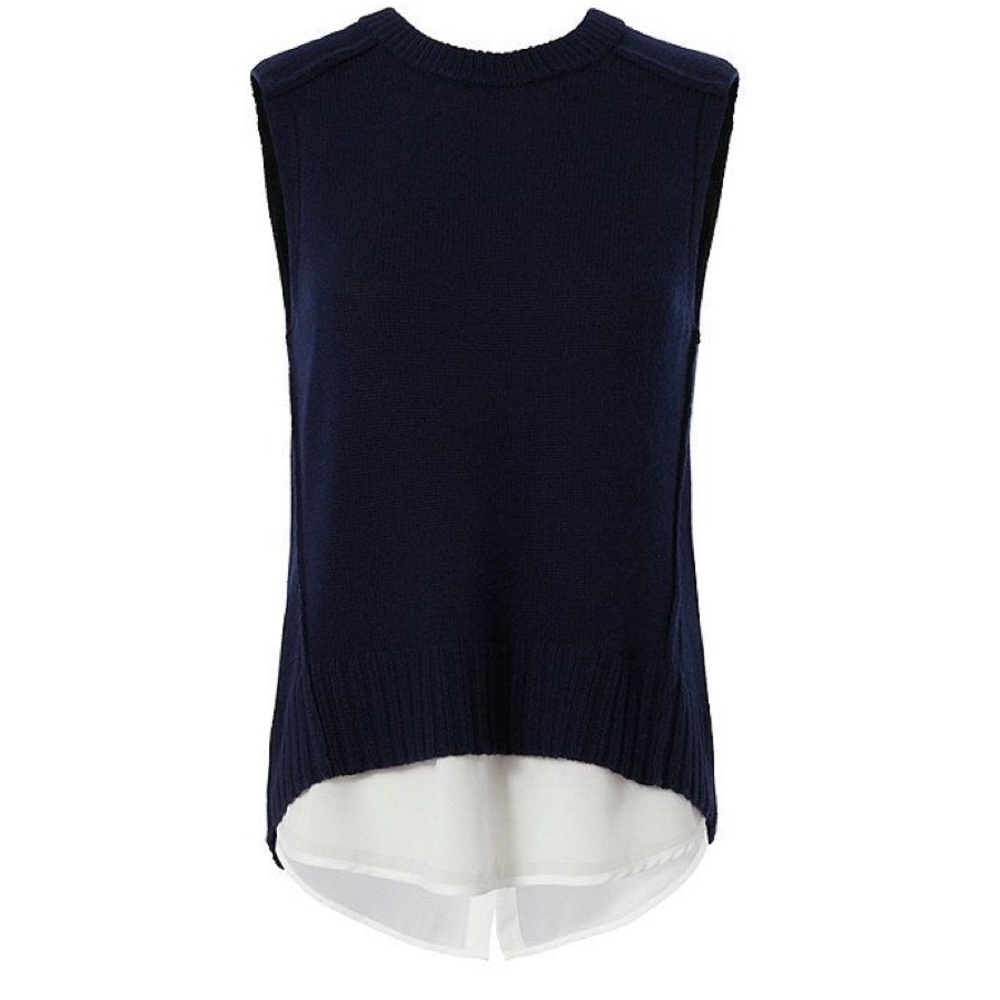 Navy Brochu Walker Sleeveless Cashmere Sweater